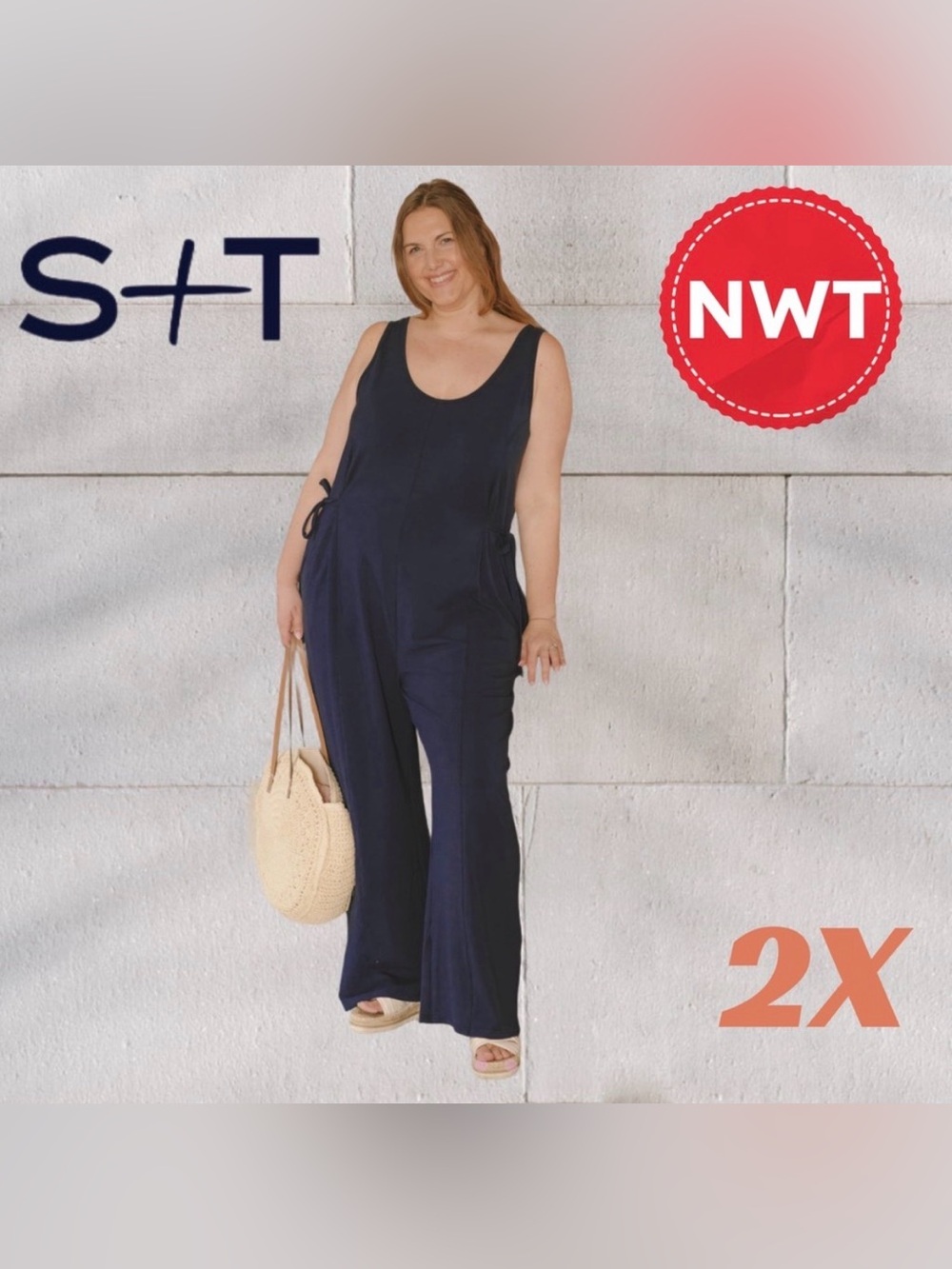 🇨🇦🆕🏷️NWT SMASH + TESS | 2X | Dark Navy Cara Wide Leg Romper*
